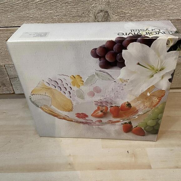 Vtg NIB Savoir Vivre Cornucopia Oval Crystal Bowl - Picture 11 of 14